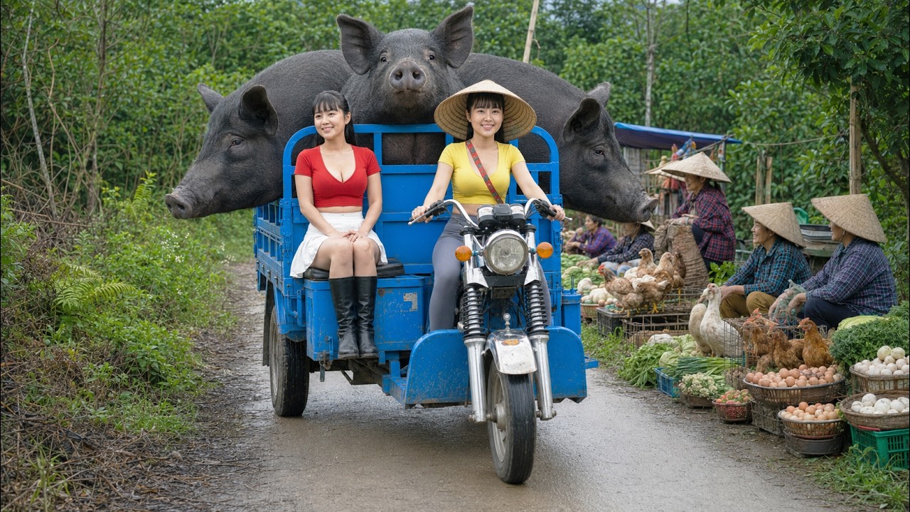 [ TIMELAPSE ] She Brought Giant Pigs From the Farm and Sold Them at the Village Market