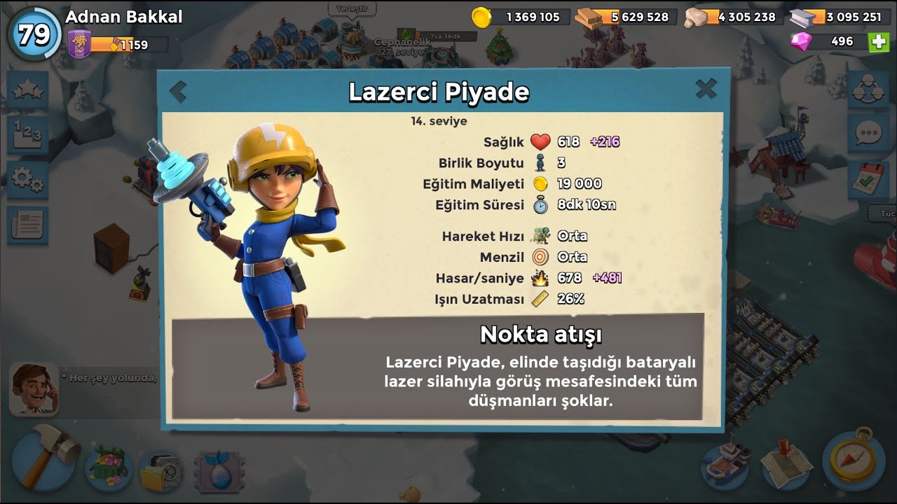 Lazaerci Piyadeler Laser Ranger Harita Temizliği Boom Beach Türkçe