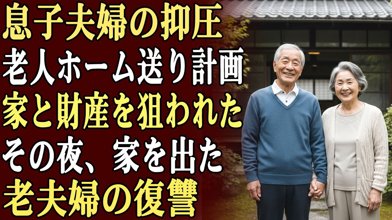 私と夫は、息子夫婦から日常的に抑圧され、見下されて暮らしていた。彼らは私たちを老人ホームに入れ、家と財産を奪う計画まで立てていた。その夜、私たちは静かに家を出て、息子夫婦への復讐を決意した。