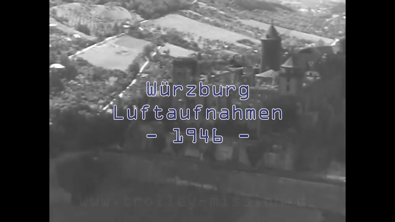 Würzburg Luftaufnahmen 1946 - Festung Marienberg und Altstadt nach dem Zweiten Weltkrieg