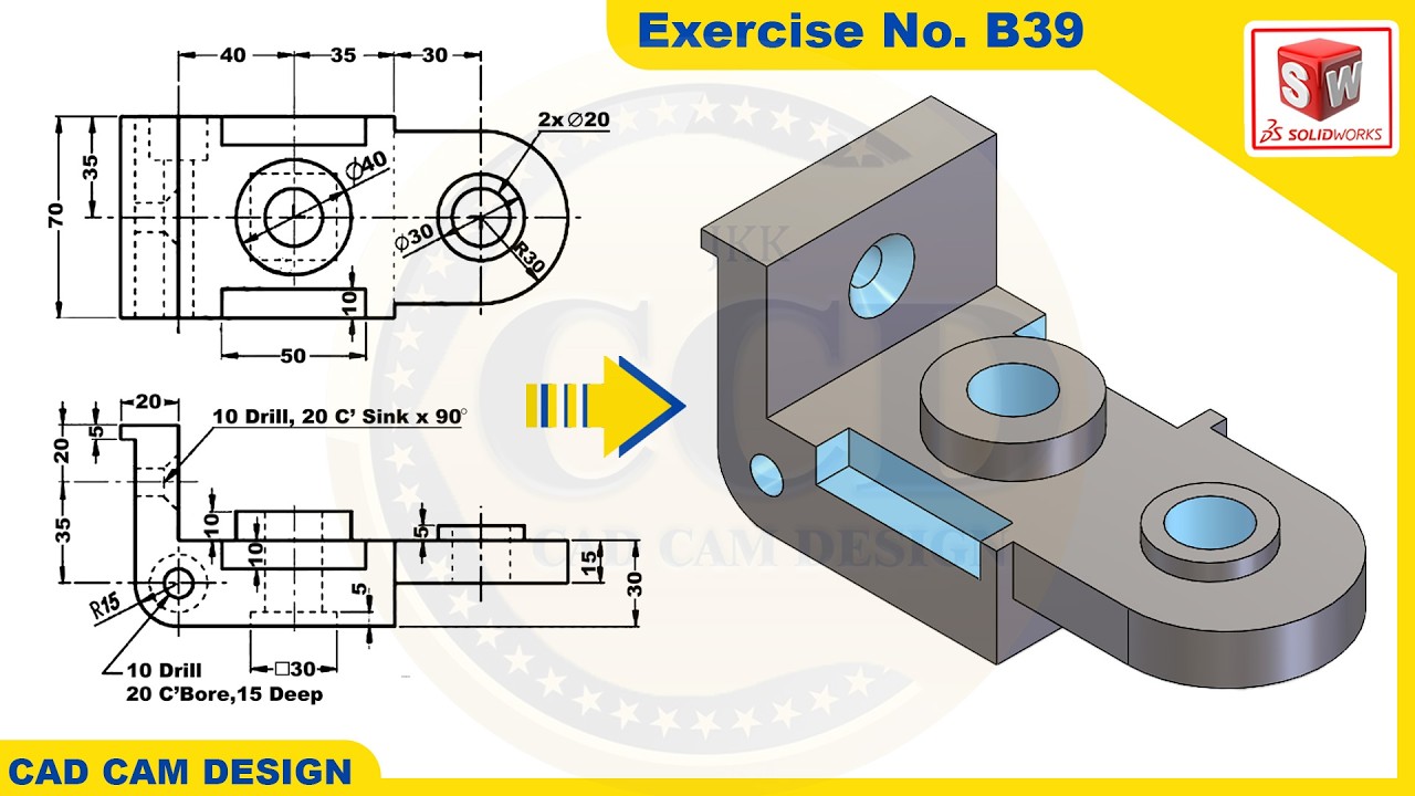 SolidWorks Tutorial for beginners Exercise B39