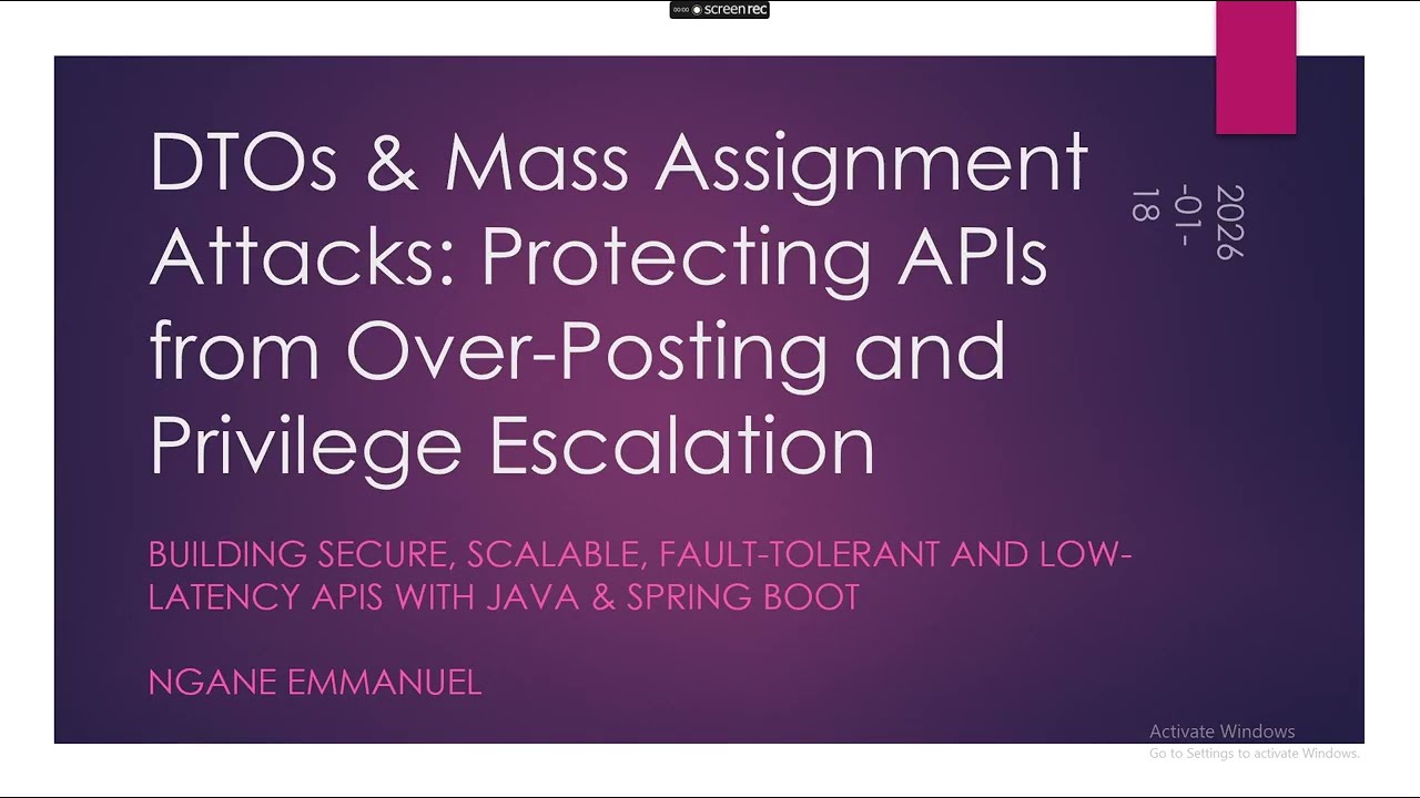 Lesson 6 – DTOs & Mass Assignment Attacks | Prevent Privilege Escalation in Spring Boot APIs