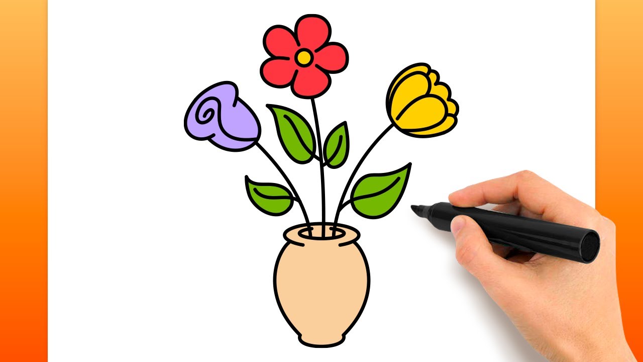 Comment Dessiner Des Fleurs Dans Un Vase (Tutoriel De Dessin Facile)