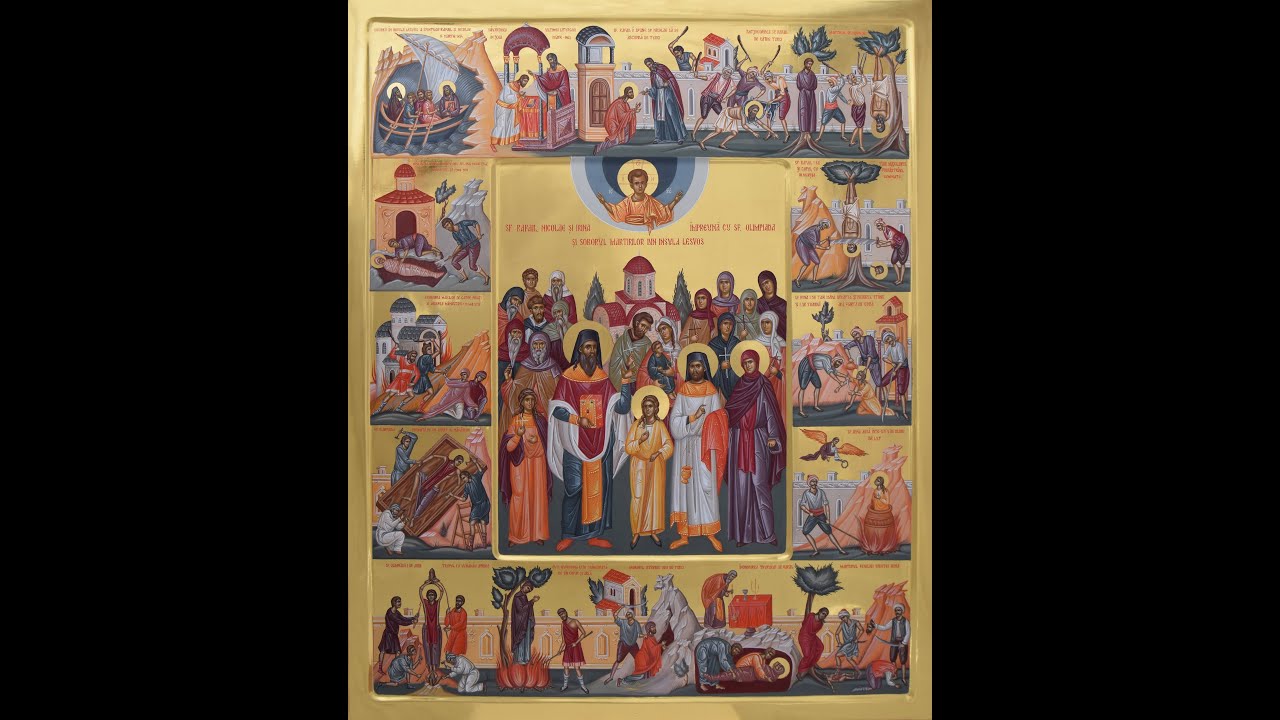Icon of Saints Raphael, Nicholas and Irene and scenes of their martyrdom