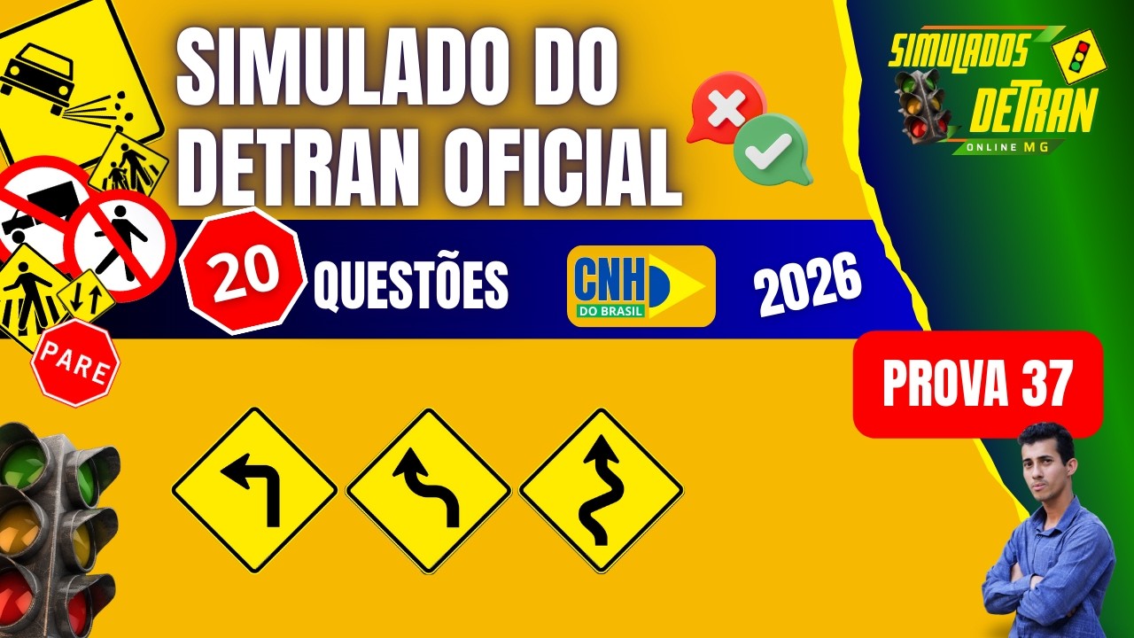 NOVA PROVA CNH DO BRASIL OFICIAL 2026 - PROVA 37 #simuladocnhdobrasil2026 #detran2026 ✅