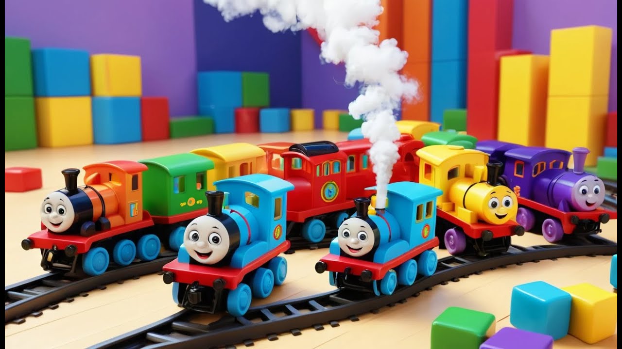 Fünf kleine Spielzeugeisenbahnen Tschu tschu | Zuglied & Zählen für Kinder