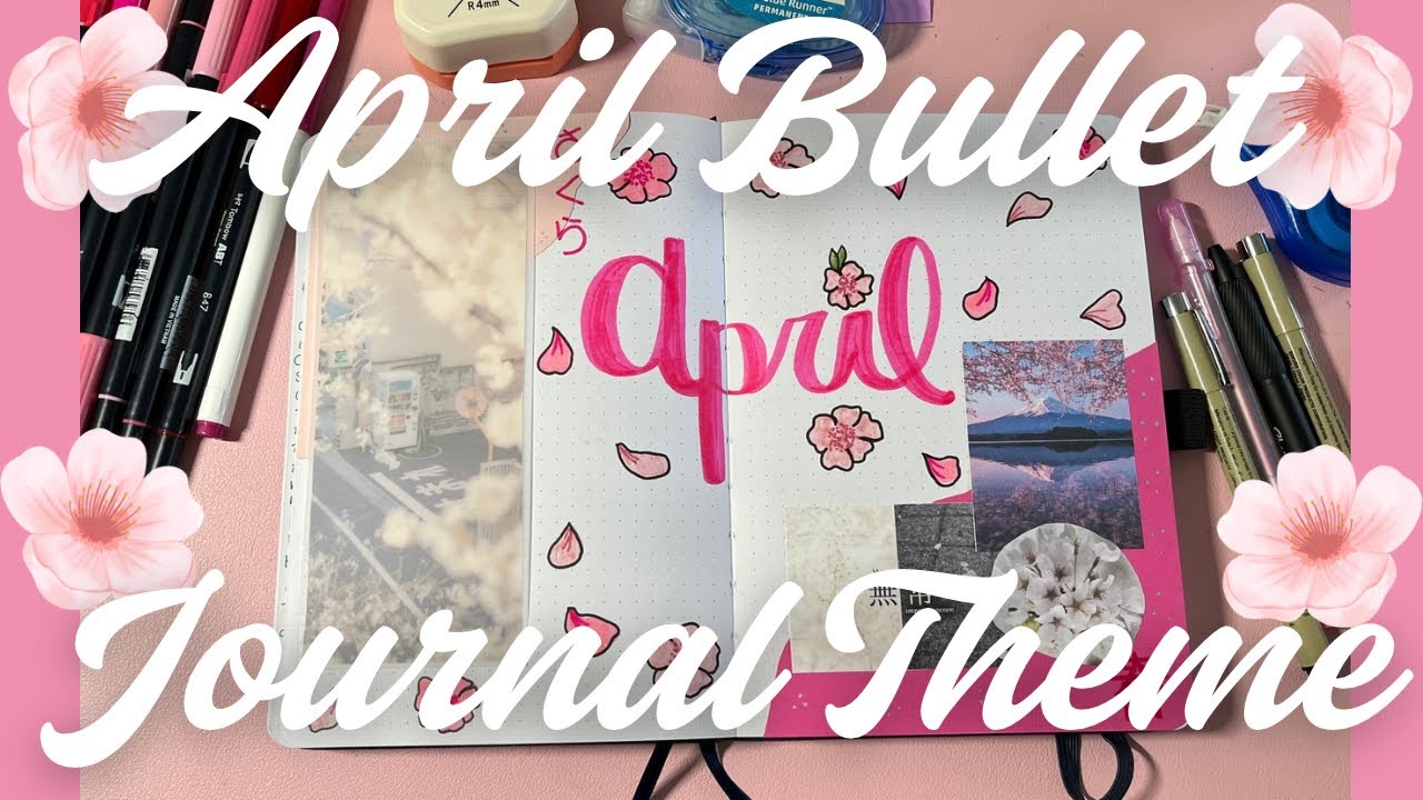 April Sakura Theme Bullet Journal Spread 🌸🇯🇵📿Plan With Me April 2025