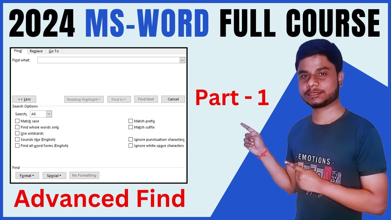 Advanced Find In MS Word | MS Word full course in Hindi | MS Word Complete Video In Hindi