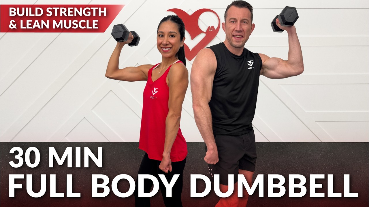 30 Min Full Body Strength Training at Home with Dumbbells Workout - Resistance Training with Weights