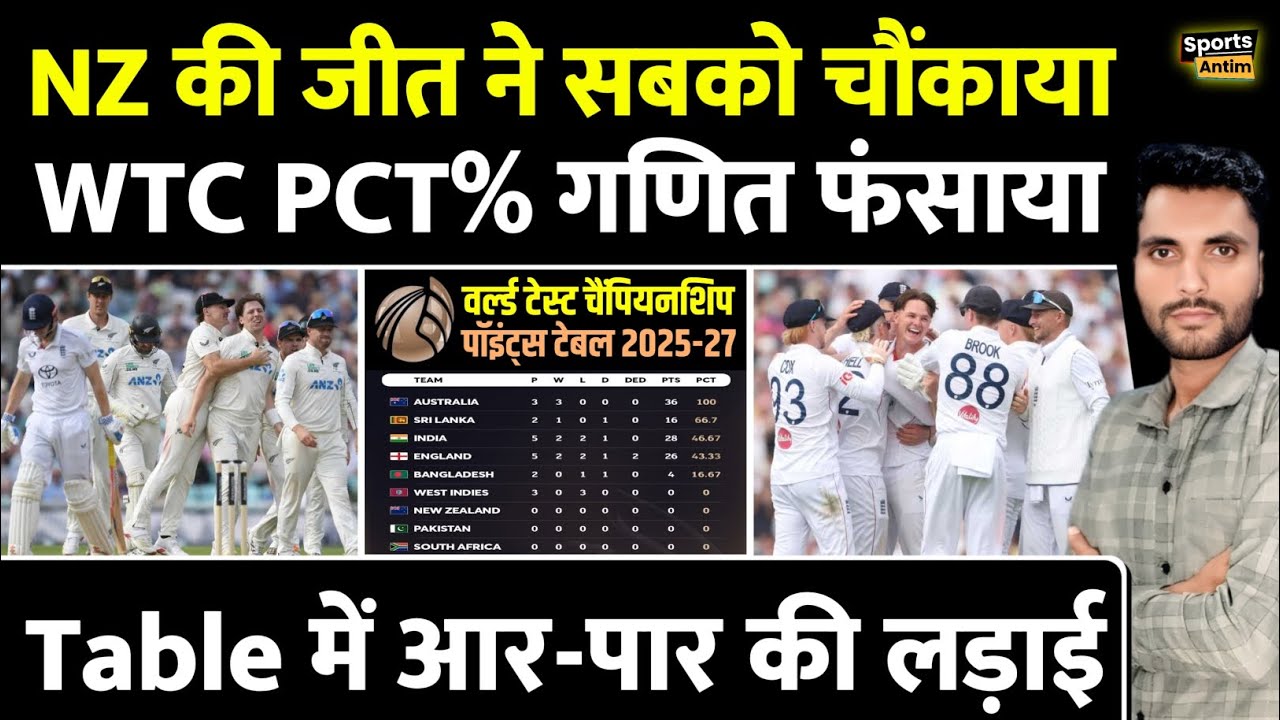 NZ की जीत ने सबको चौंकाया, WTC Points Table फंसाया | WTC Points Table 2026 |