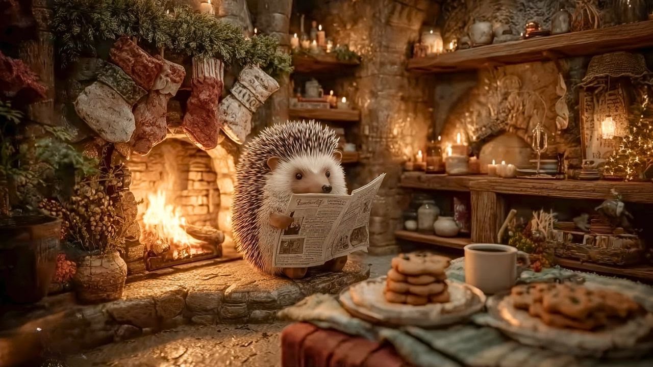 Hedgehog in a Cozy Valley 🦔 Piano Music and Crackling Fire Sounds for a Peaceful Reading Retreat