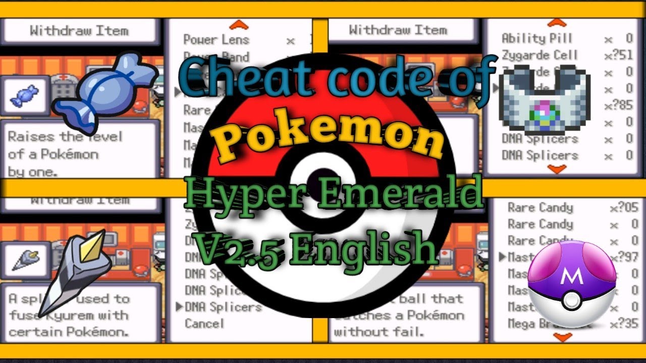 Чит-код Pokemon Hyper Emerald lost Artifacts v2.5 на английском языке