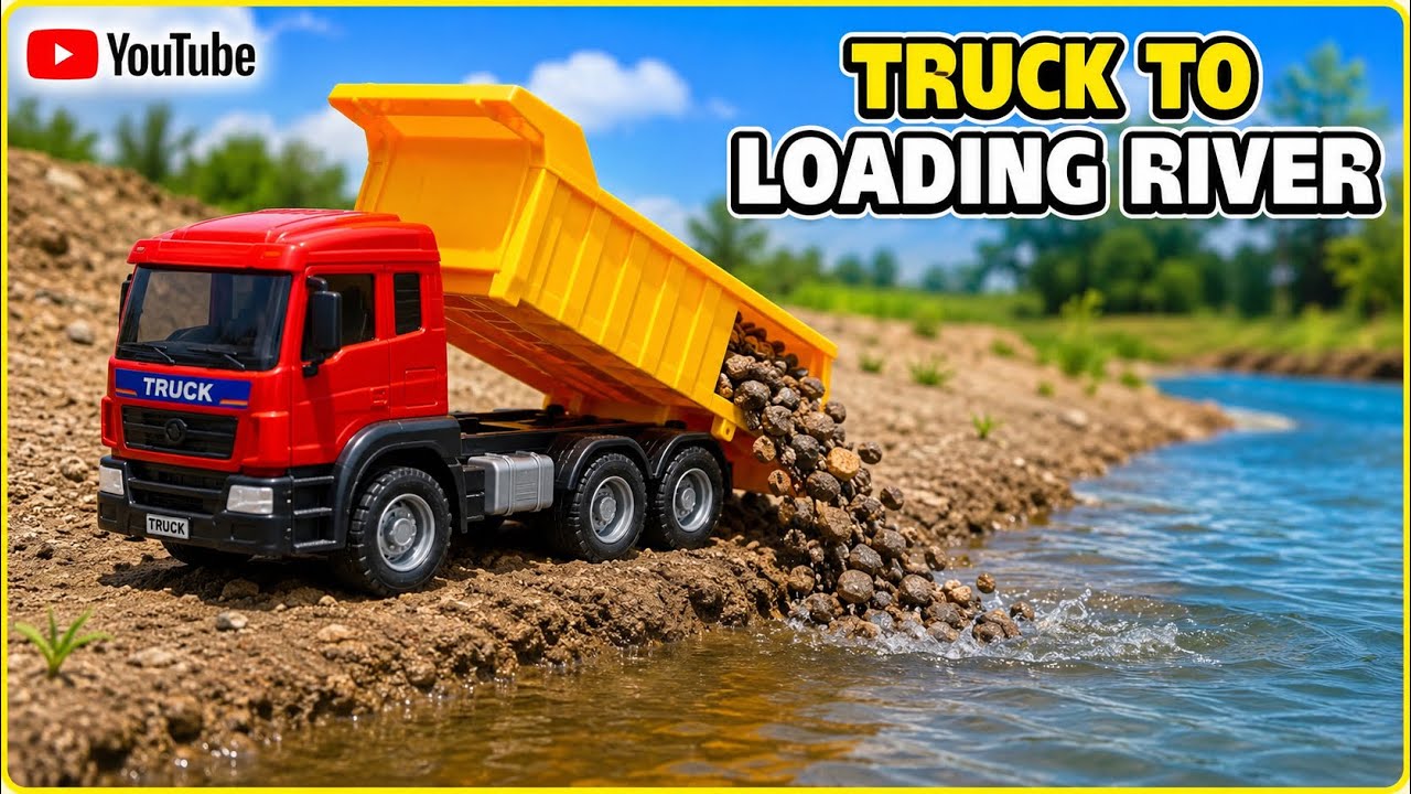 Toy Truck Loading River 🌊🚛 | Mini Truck River Sand Loading Adventure | Kids Toy Truck Video