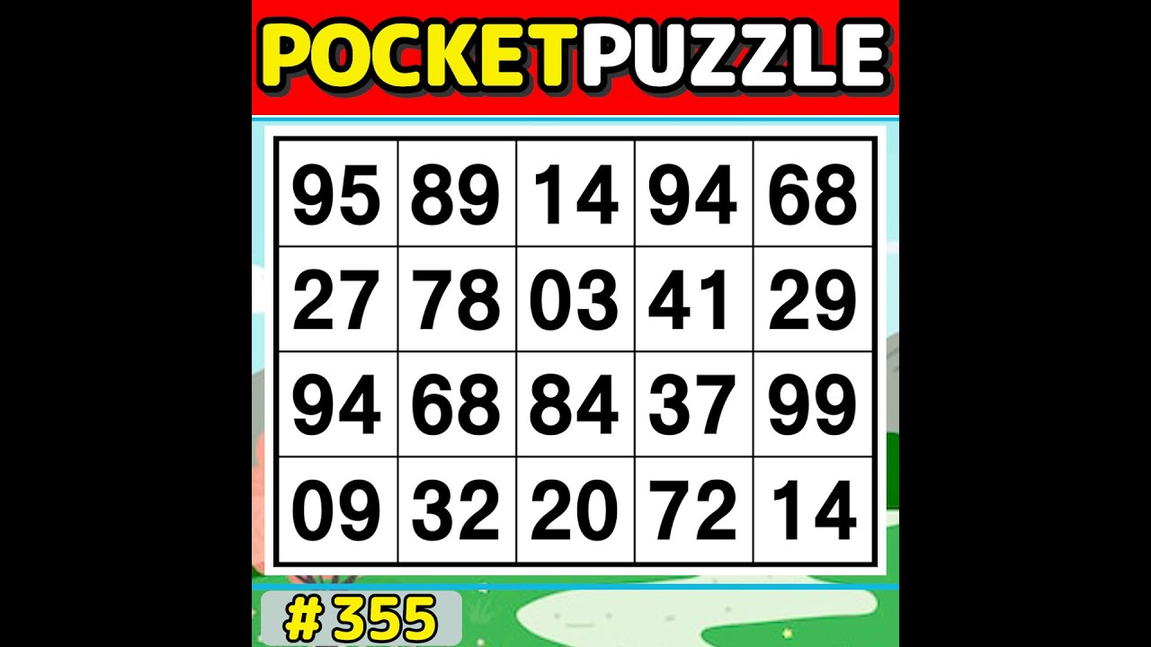 【Pocket Puzzle】 Improve memory & focus with number search 《Number Search|Brain training》 #355