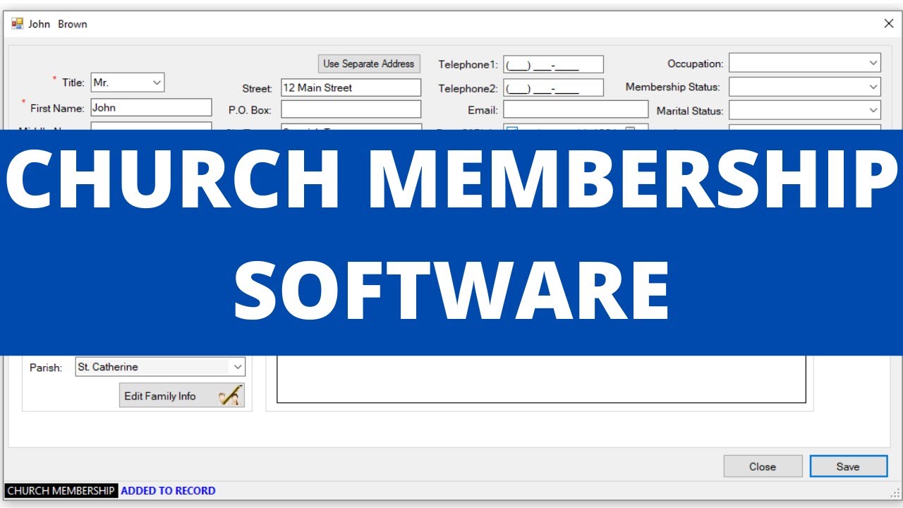 Church Membership 1.0: Church Membership Software