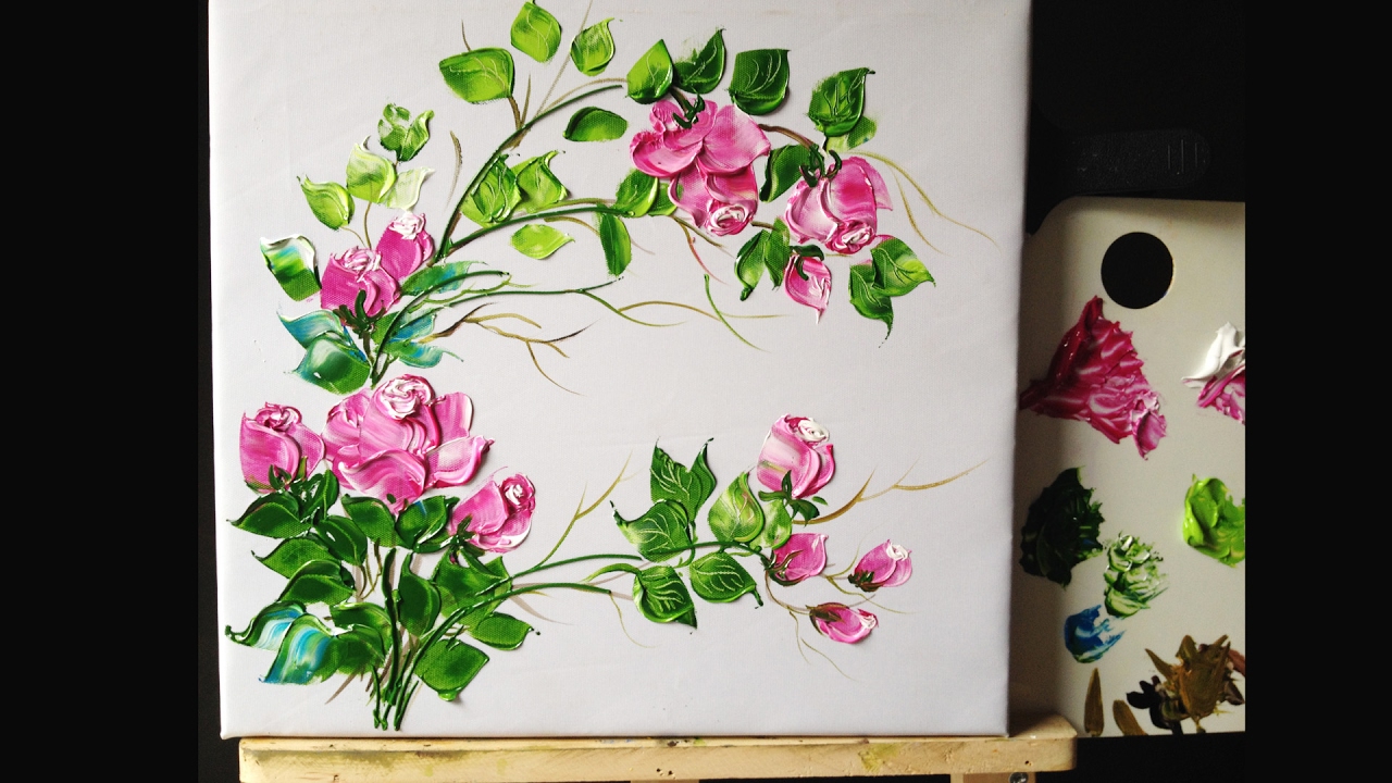 How to Paint  Roses in Acrylics with Palette Knife lesson 4