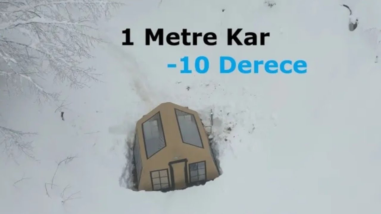1 METRELİK KARDA PELET SOBALI SICAK KAR KAMPI GLAMPING