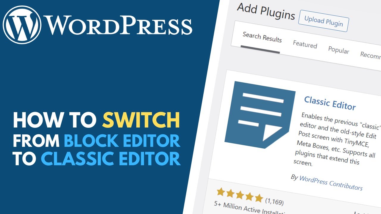 WordPress: Как перейти с блочного редактора на классический редактор
