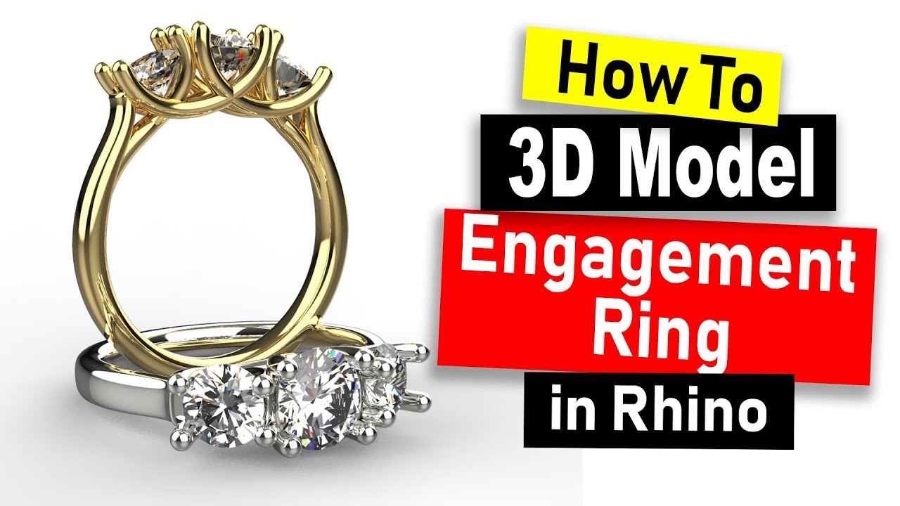 3D Model 3-Stone Engagement Ring in Rhino 6: Jewelry CAD Design Tutorial #69