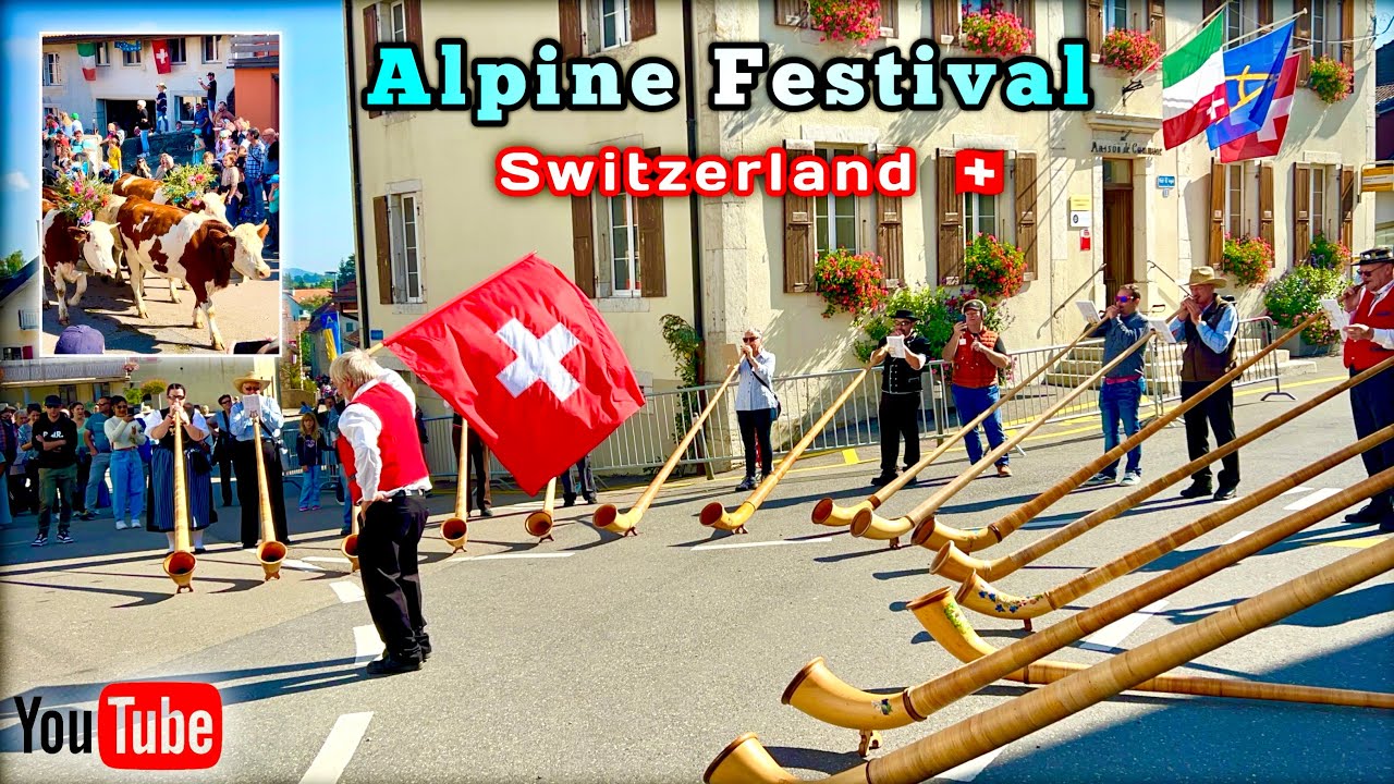 The Desalpe Festival with market, cows procession and music in Lignieres, Switzerland | Alpine Fest