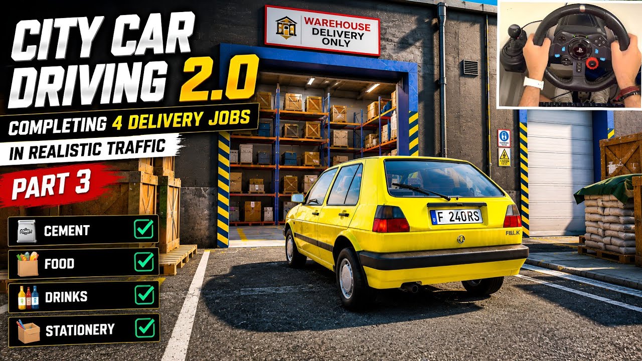 City Car Driving 2.0 - Completing 4 Delivery Jobs in Traffic | Steering Wheel Gameplay ( Part 3 )