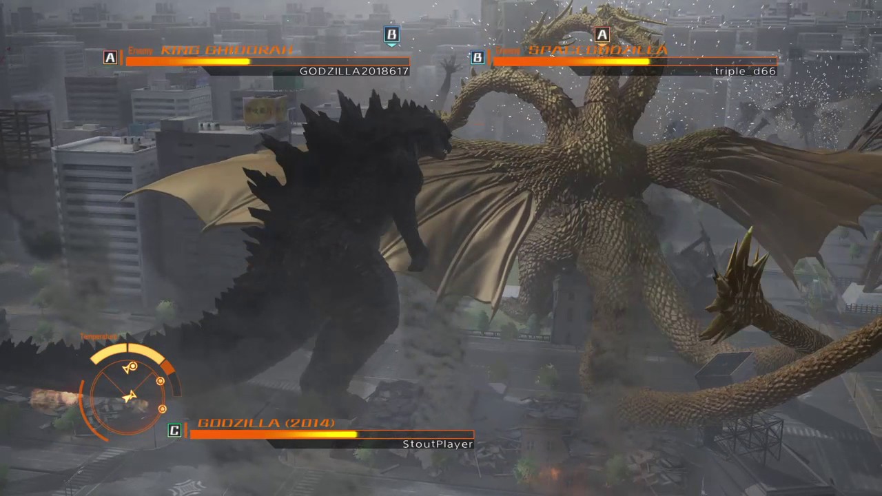 GODZILLA PS4 online battle Godzilla 2014 vs king ghidorah vs SpaceGodzilla