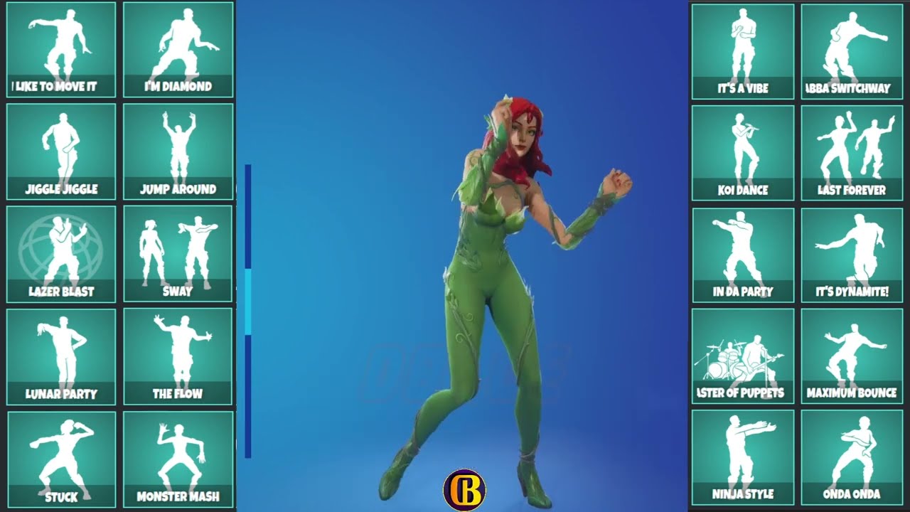 NEW POISON IVY HUMAN All ICON Emotes & Dances (All Emote Music) - Fortnite