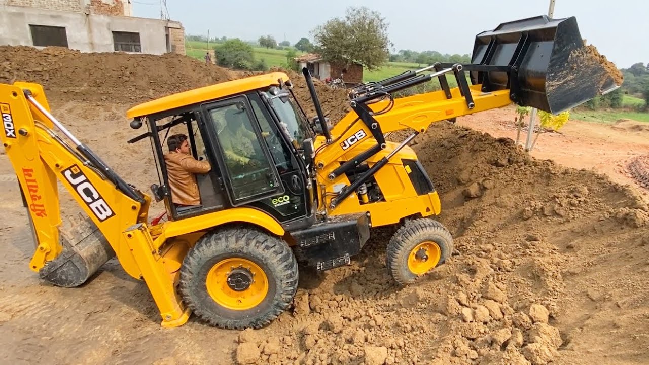 JCB 3dx Eco Making Lake for Fish Farming with John Deere Tractor Dozer 2MB Plough