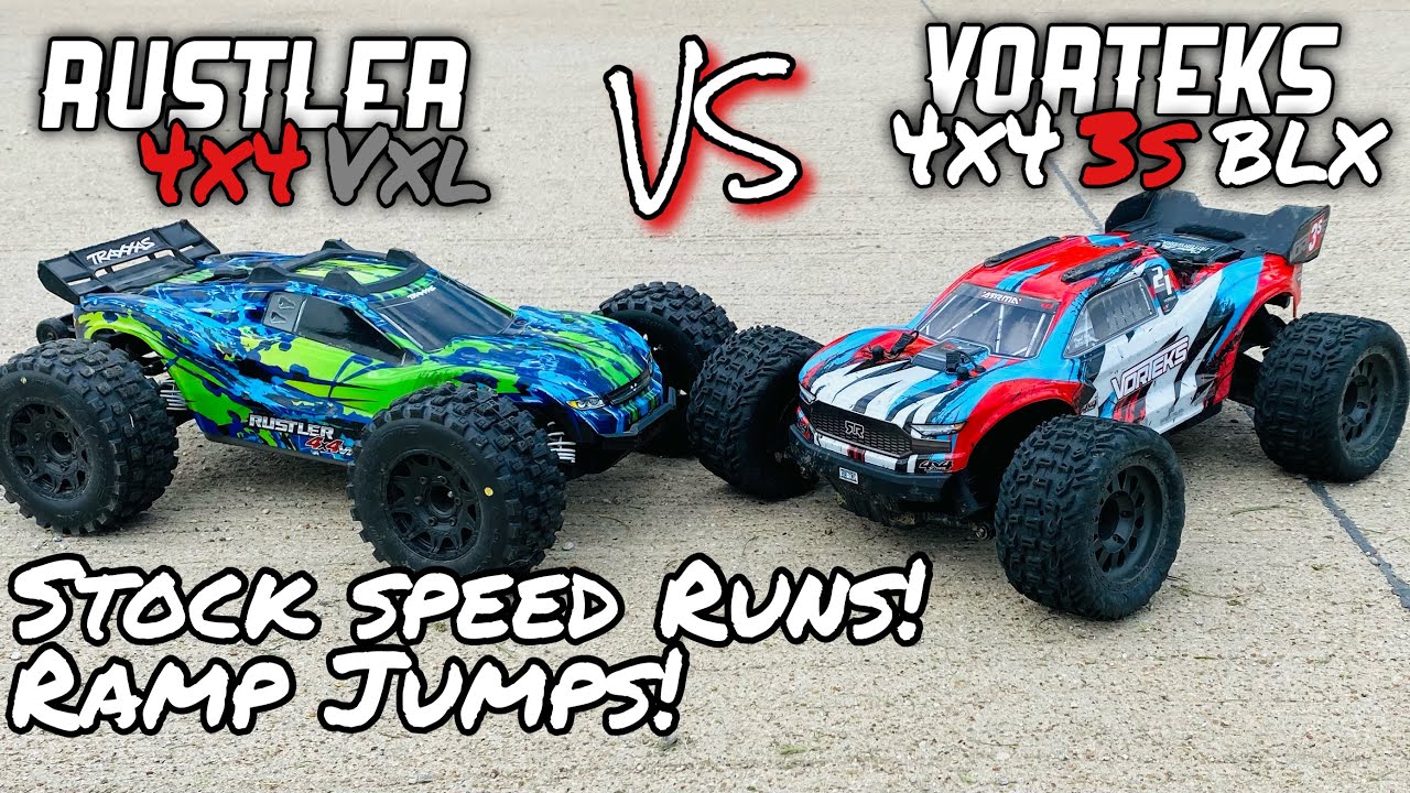Traxxas | Rustler 4x4 vxl | Vs. | Arrma | Vorteks 4x4 3s blx | Stock Run!