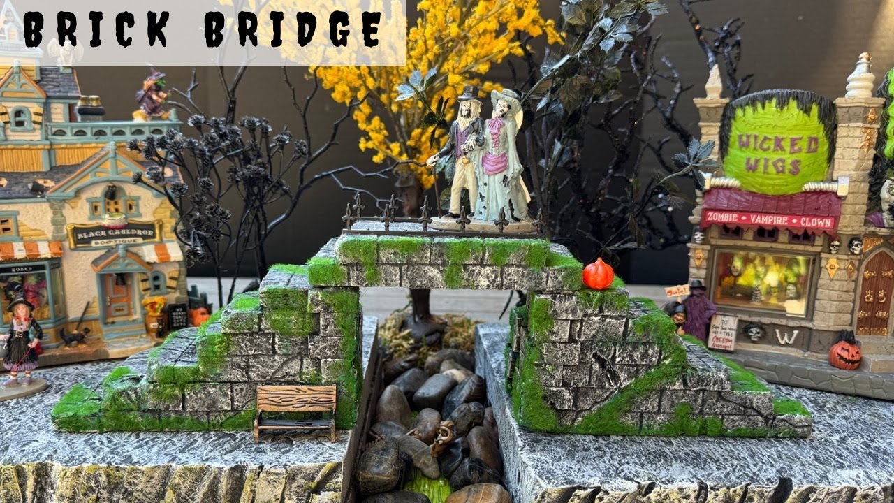 Create a Brick Bridge for your Halloween Village Display (easy DIY Styrofoam project)