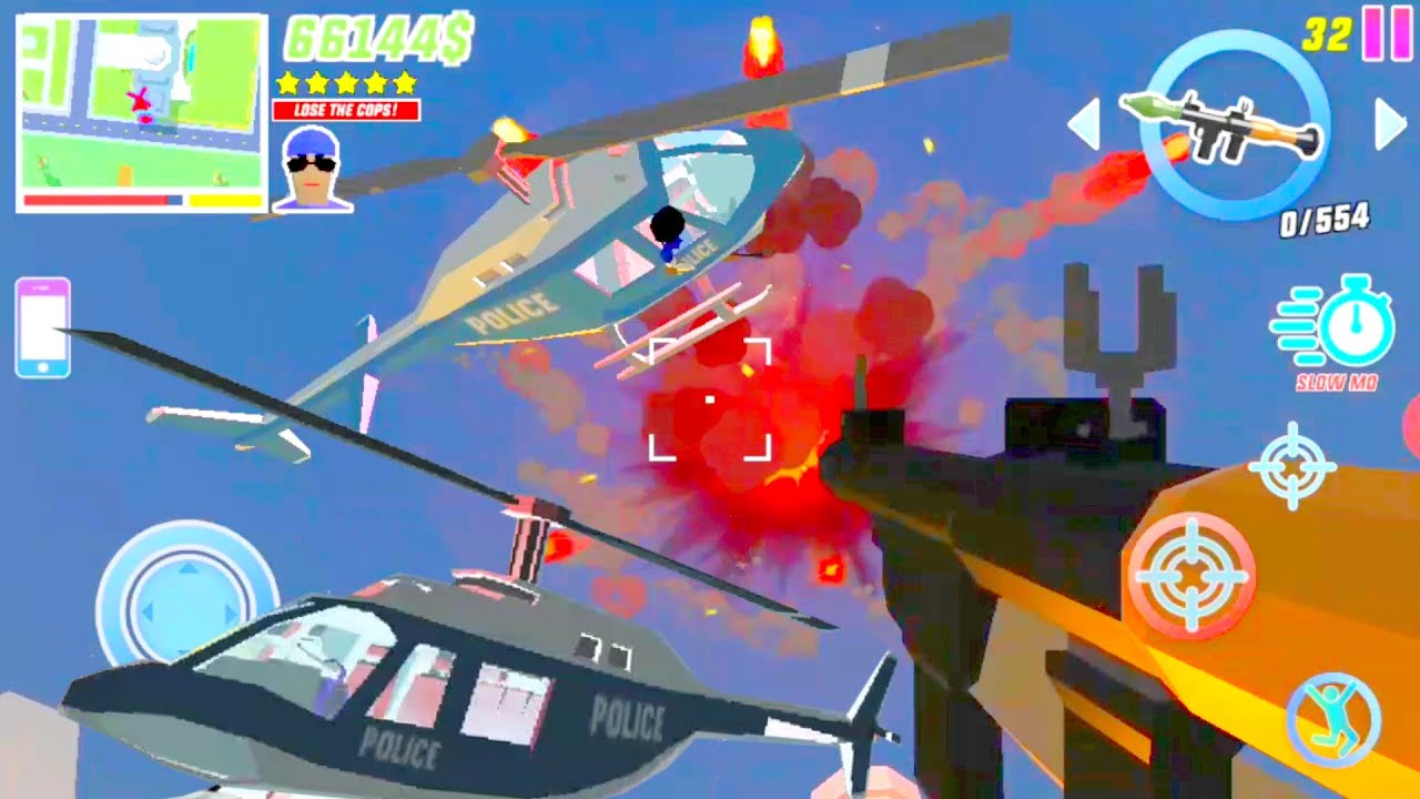 Dude Theft Wars Funny Moments - Helicopter & Rocket Laucher | Android Gameplay HD