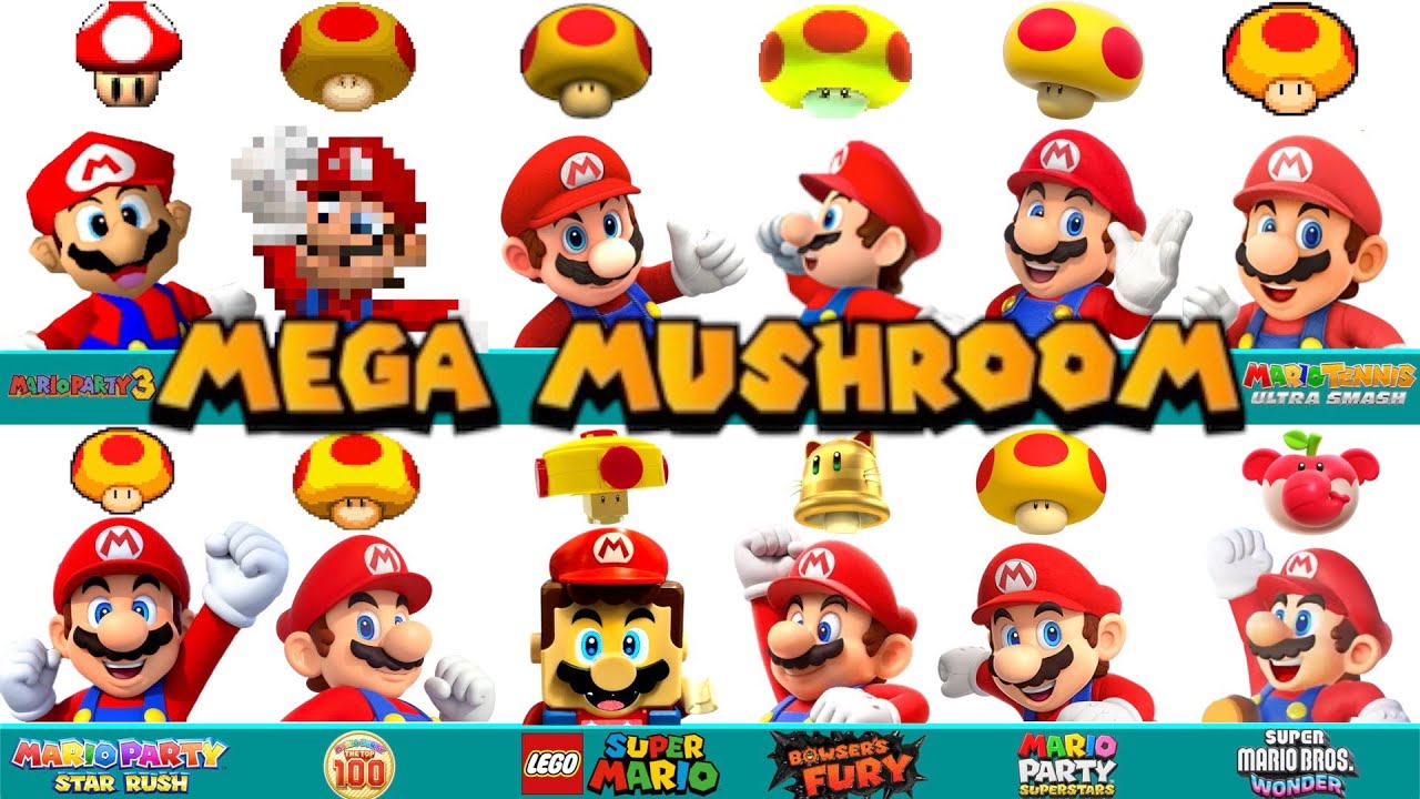 Evolution of Mario Mega Mushroom in Super Mario Bros Games and LEGO