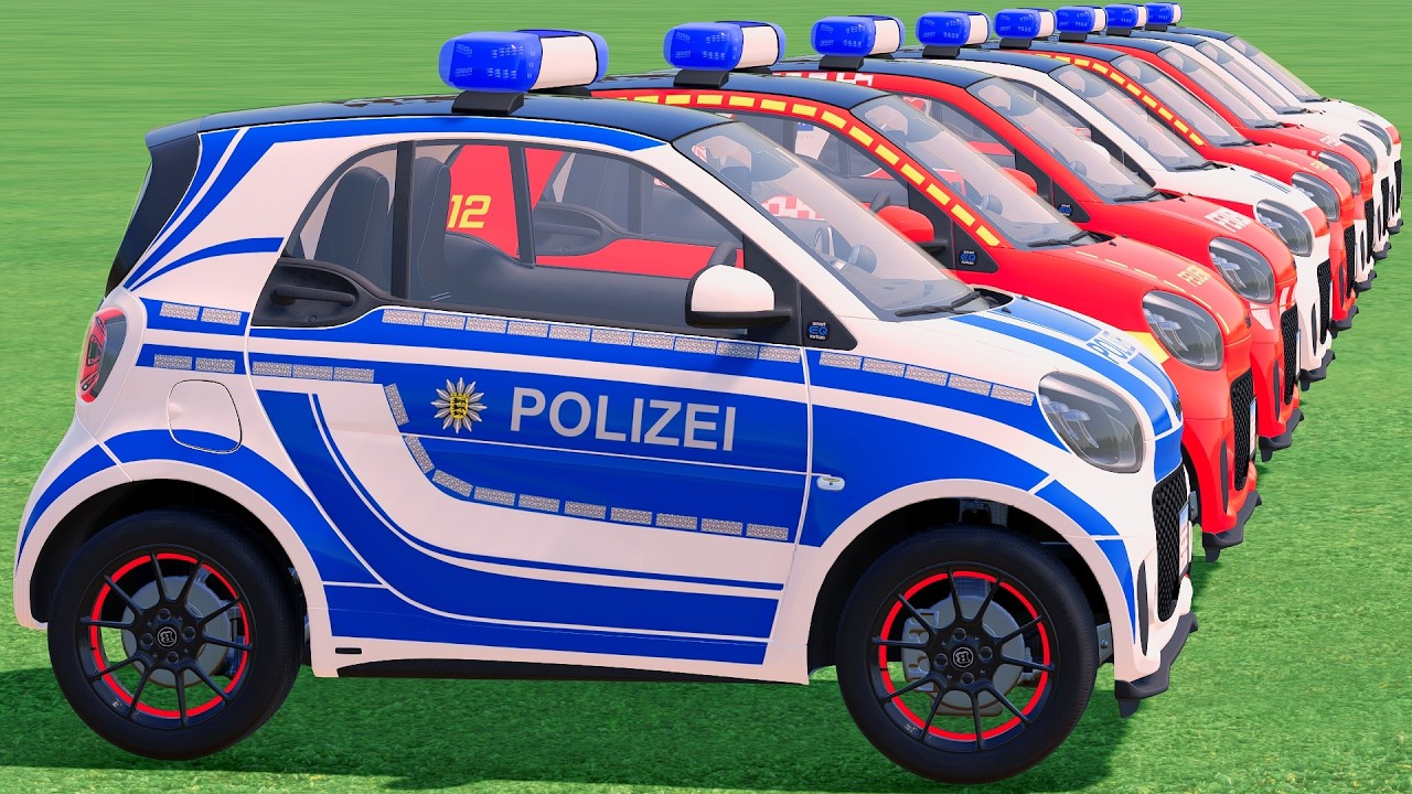 TRANSPORTING ALL POLICE CARS and AMBULANCE EMERGENCY VEHICLES WITH MERCEDES POLICE TRAIN ! #64 FS22