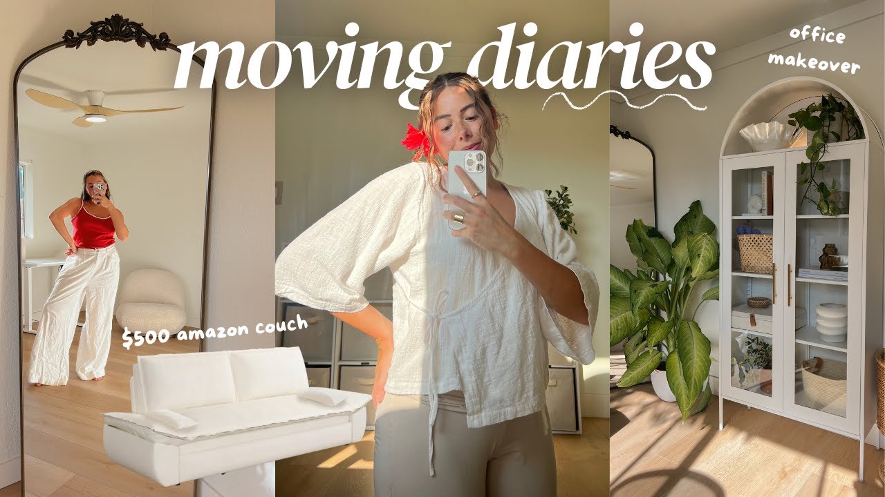 MOVING VLOG 📦 Office Makeover, Home Decor Haul, Amazon Couch Unboxing