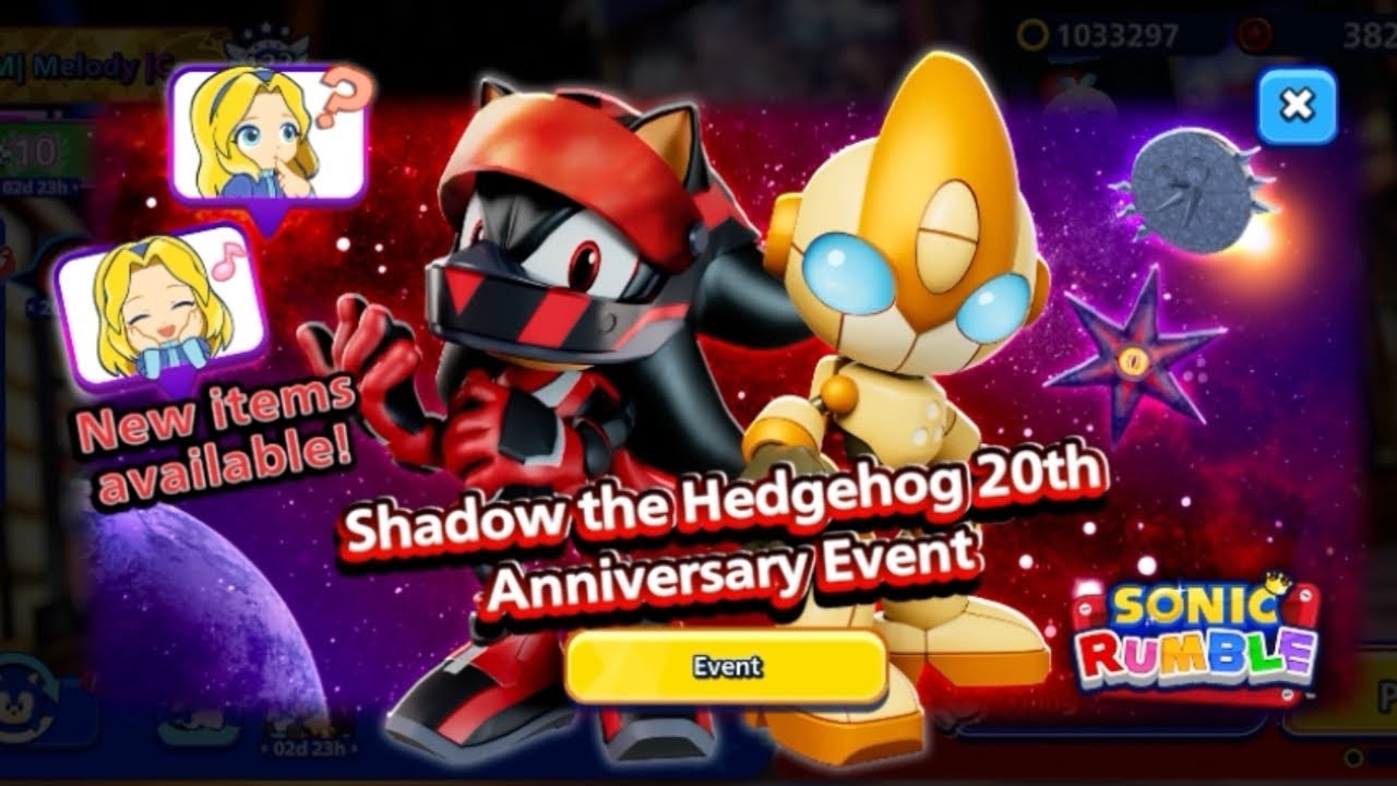 Sonic Rumble New Event : Shadow The Hedgehog 20Th Anniversary 🎊🖤💎🎊