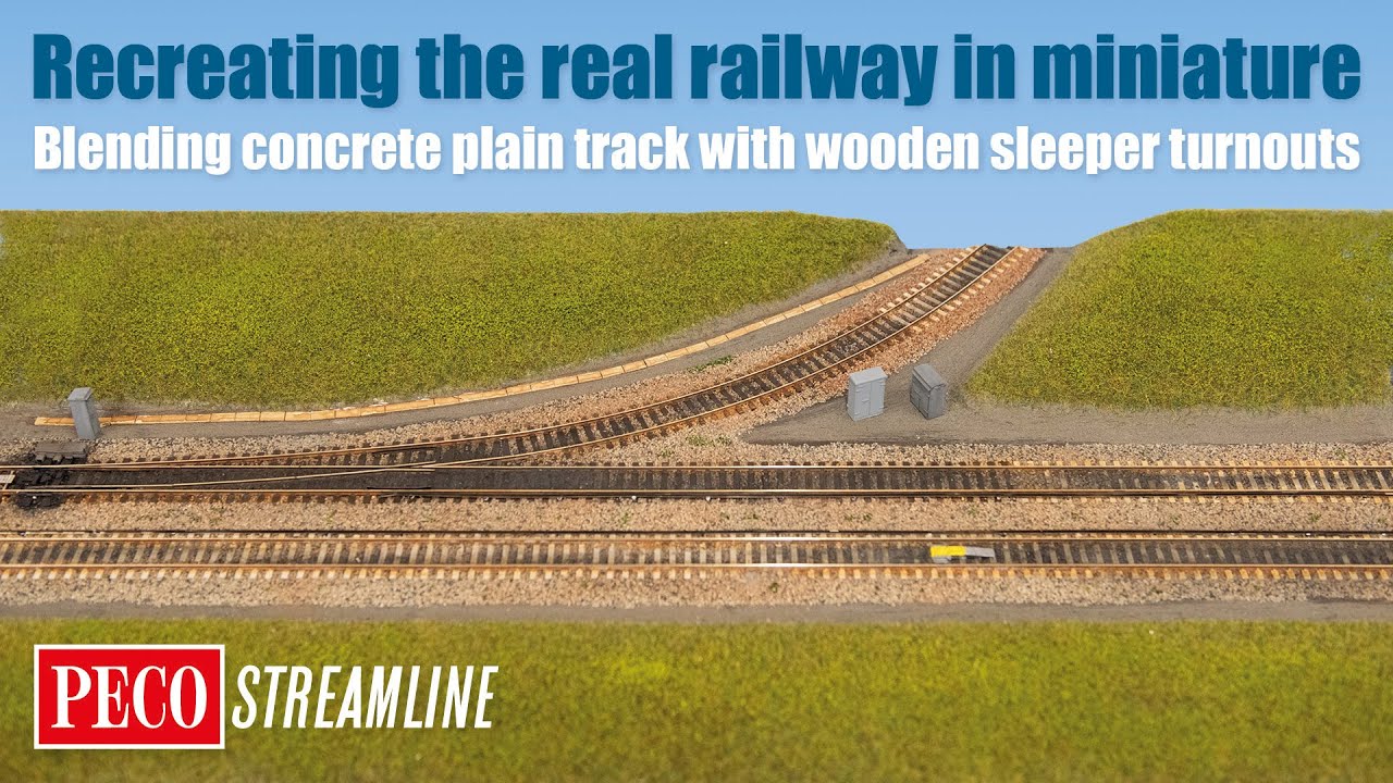 The realistic railway: blending concrete plain track with wooden sleeper turnouts.