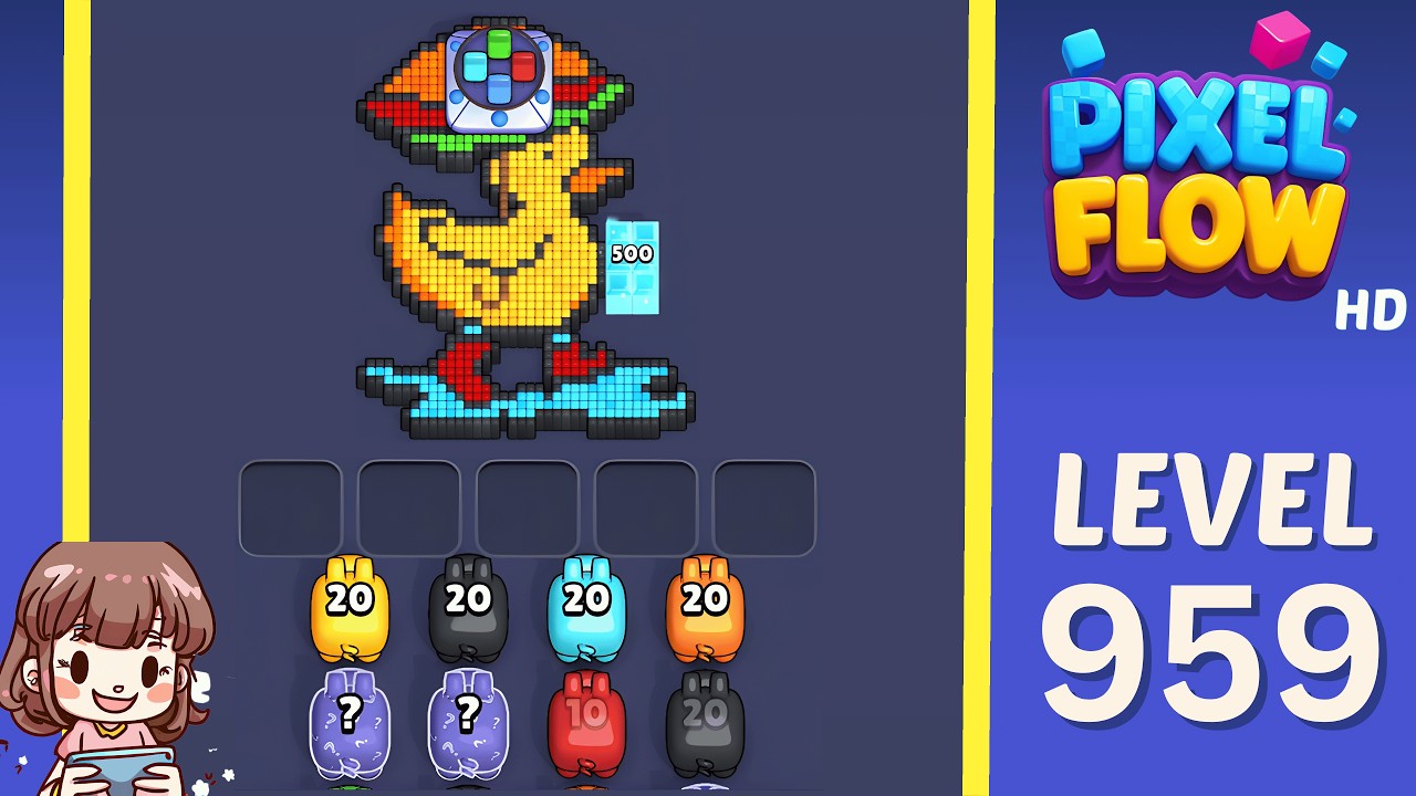 Pixel Flow Level 959 Solution Walkthrough