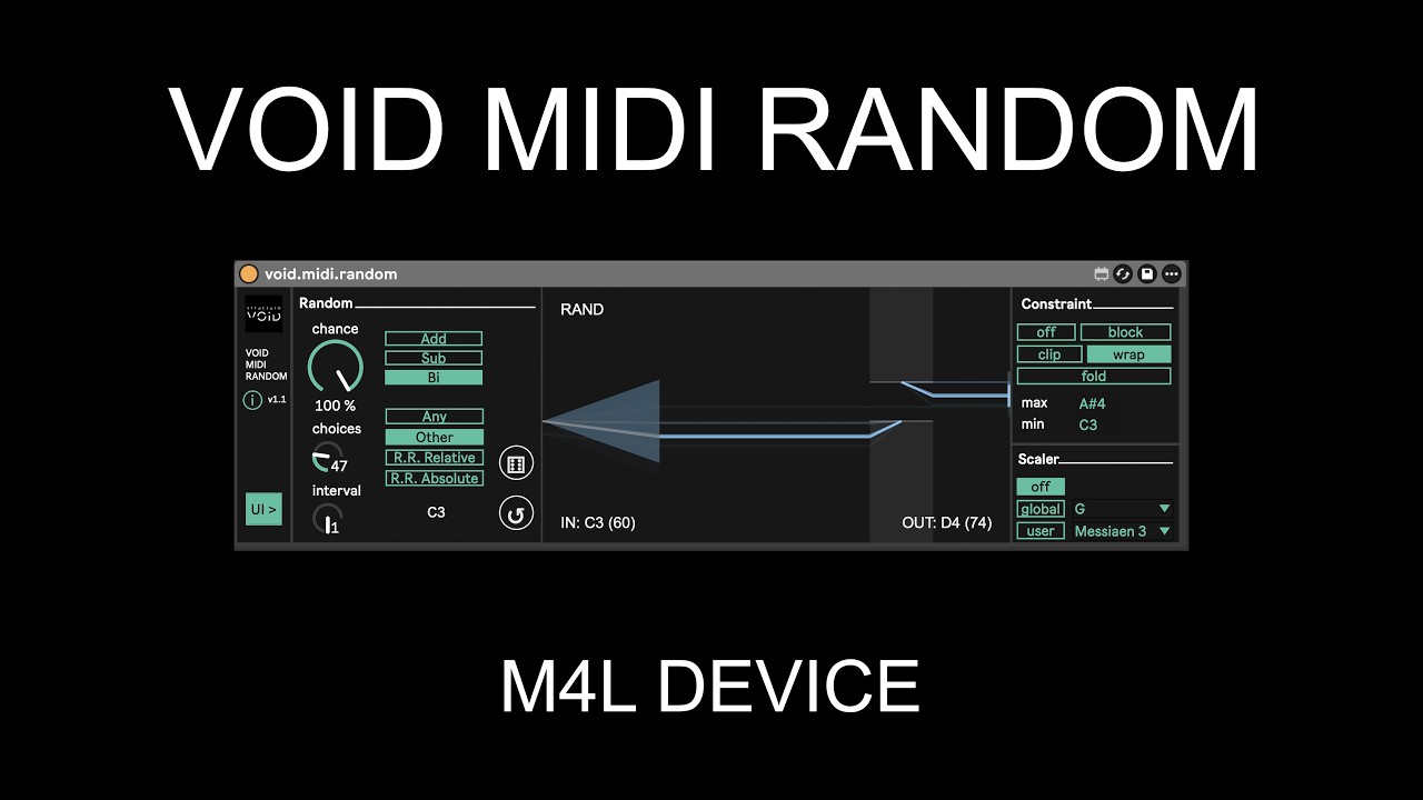 VOID MIDI RANDOM | M4L Stochastic melodic engine