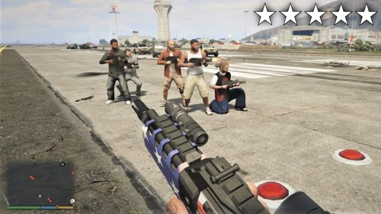 GTA 5 - Franklin, Lamar, Michael, Trevor, Ron and Wade's FIVE STAR COP BATTLE/ESCAPE