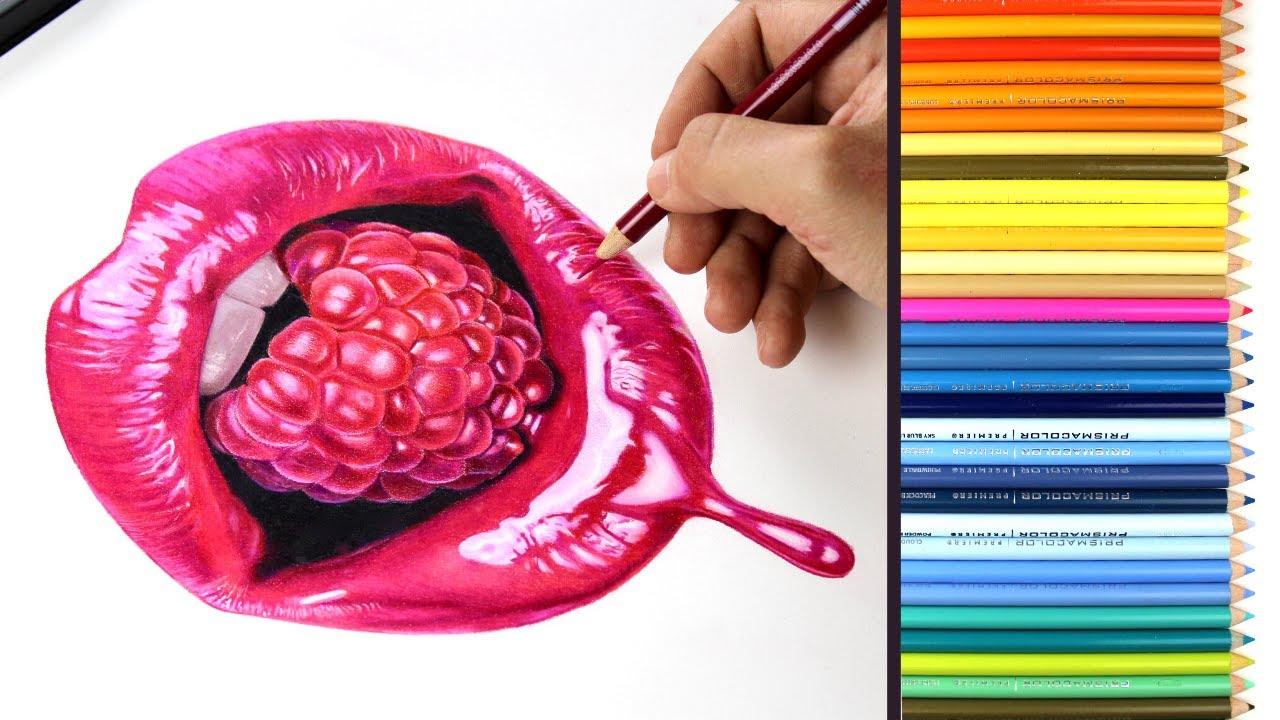 HOW TO DRAW GLOSSY LIPS WITH COLORED PENCILS | DRAWING TUTORIAL
