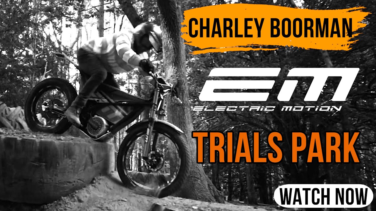 Charley Boorman attempts Hookwood Trials park with Electric Motion