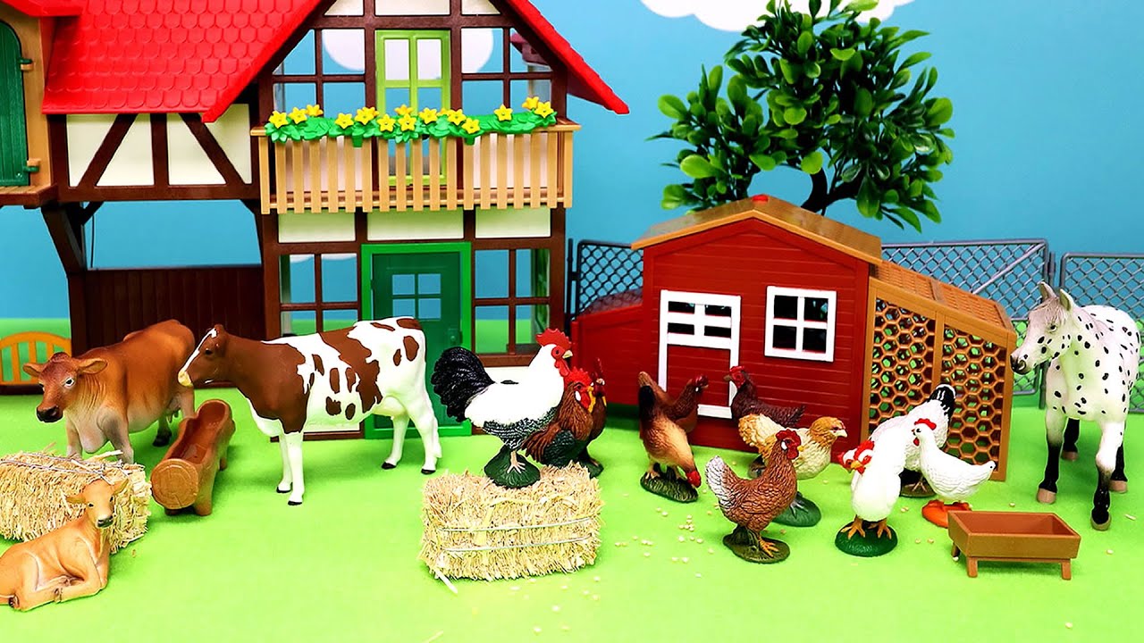 Building Farm Sets for Barn Animals - Horses Cattle Chickens
