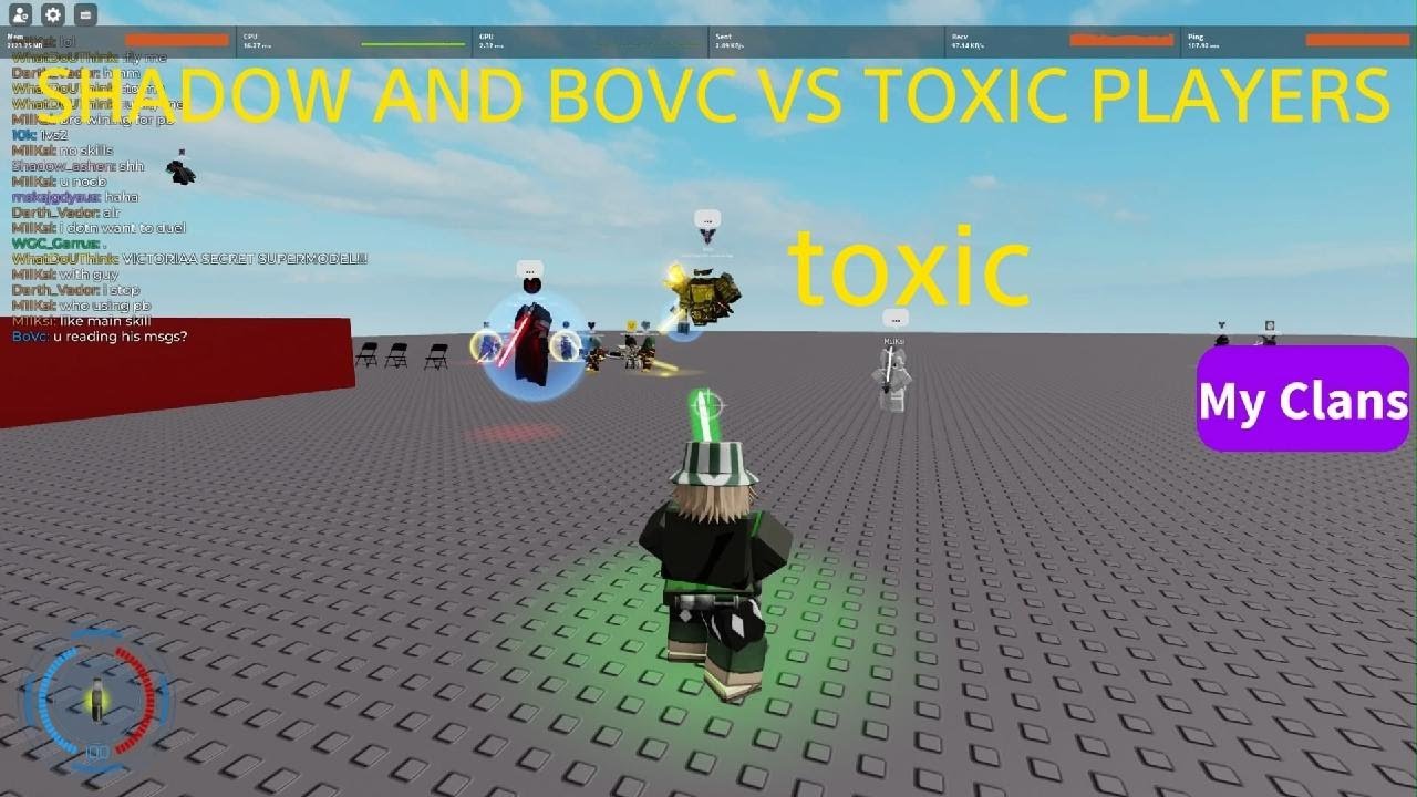 saber showdown roblox me and bovc destroying toxic player