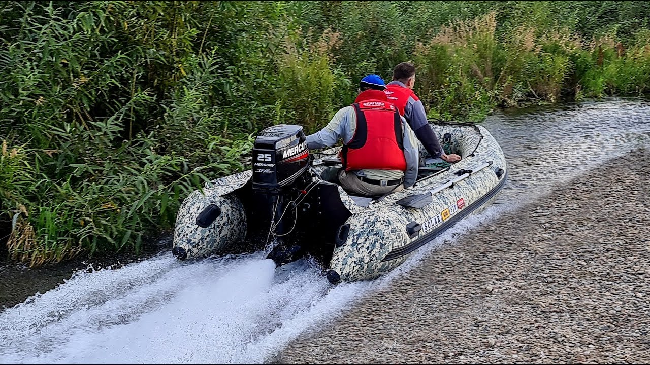 СУПЕР ПРОХОДИМОСТЬ на СУПЕР ДЖЕТАХ. ПВХ лодка SOLAR 430 SuperJET с  MERCURY 25 JET. От Флагман24