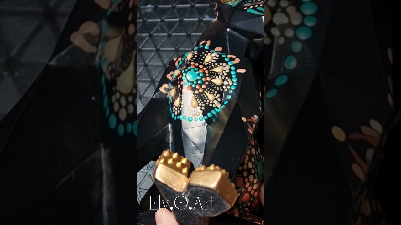 Mandala su statuetta cane origami | Dot art rilassante