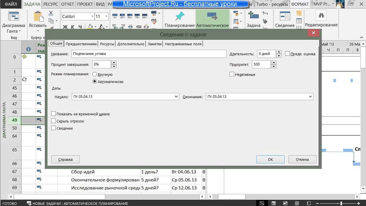 Обзор всех меню Microsoft Project