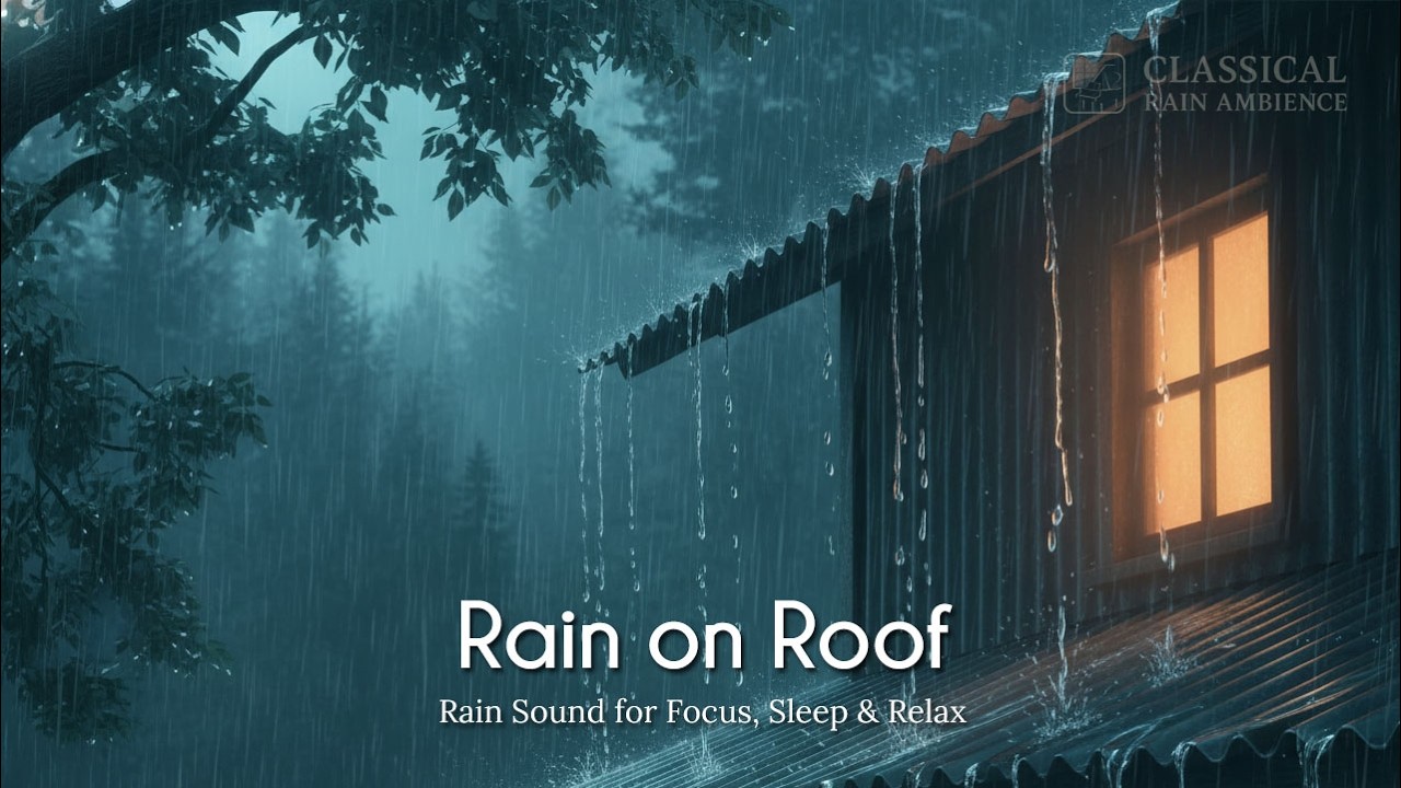 LIVE : Rain on Roof – Rain Sound for Focus, Sleep & Relax (No Music)