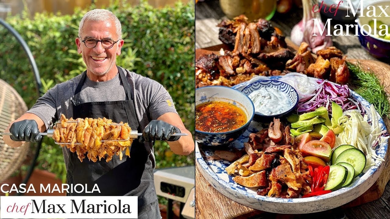 KEBAB all'ITALIANA fatto in casa (allo spiedo del BBQ Weber) CON SALSE e VERDURE - Chef Max Mariola