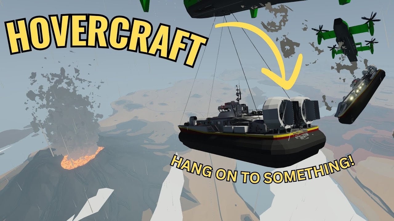 Our Hovercraft EXPLODES Mid Transport and We PICK IT UP With my VTOL! (Stormworks Multiplayer)