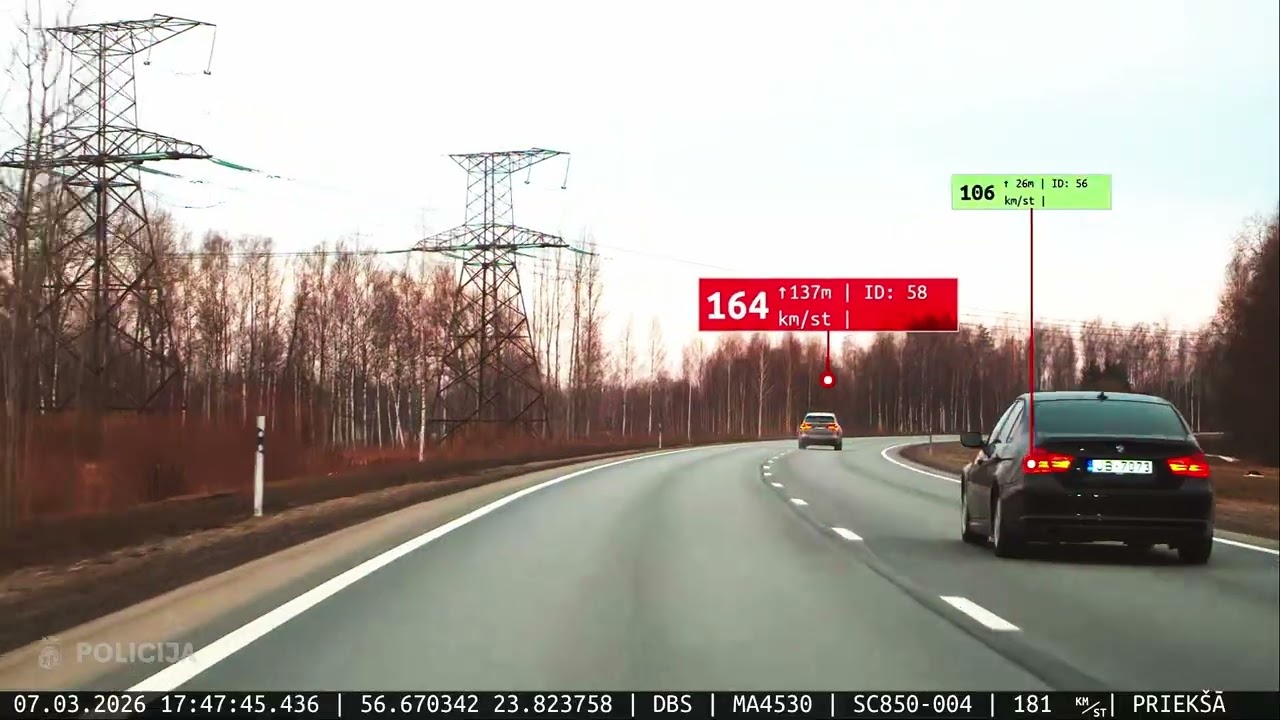 Policija uz autoceļa A8 pieķer vairākus autovadītājus, kuri braukuši ar ātrumu virs 150 km/h